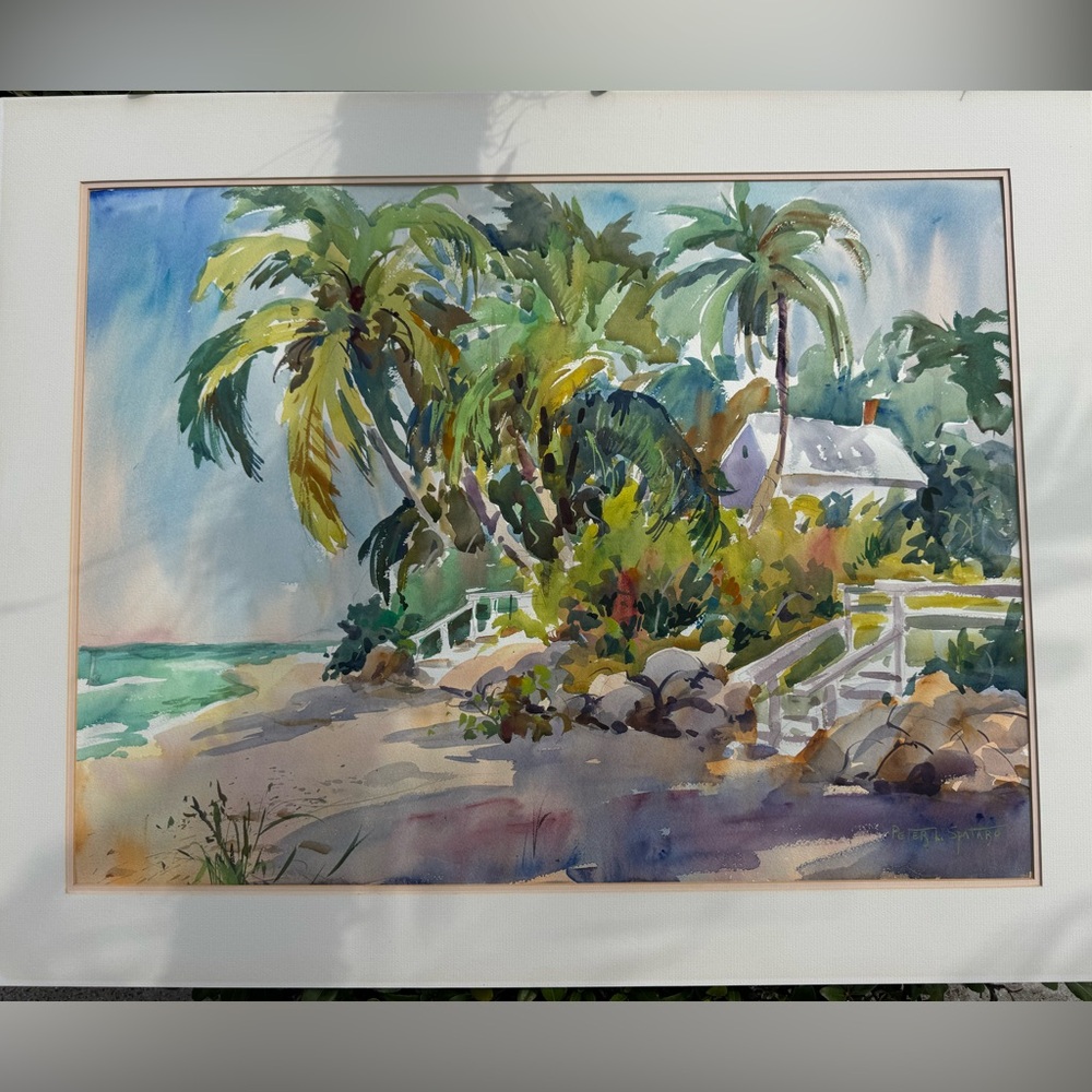 Peter Spataro Original Watercolor Coastal Cottage — 30x23